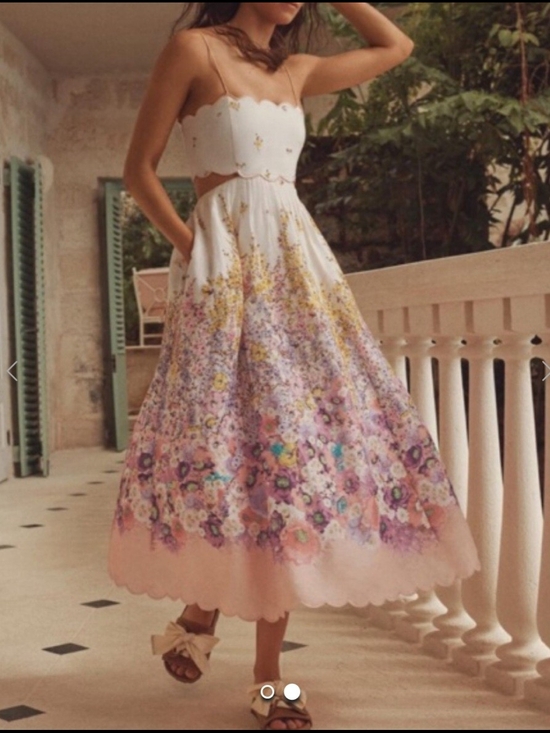 Zimmermann Dresses & Skirts - Zimmermann Halliday Scalloped Floral LinenMidi Dress Sz 0 Nwot